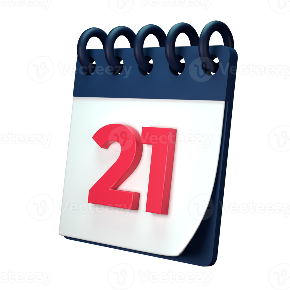 Daily calendar plan icon with number 3D rendering isolated on white background. Ui UX icon design web and app trend png