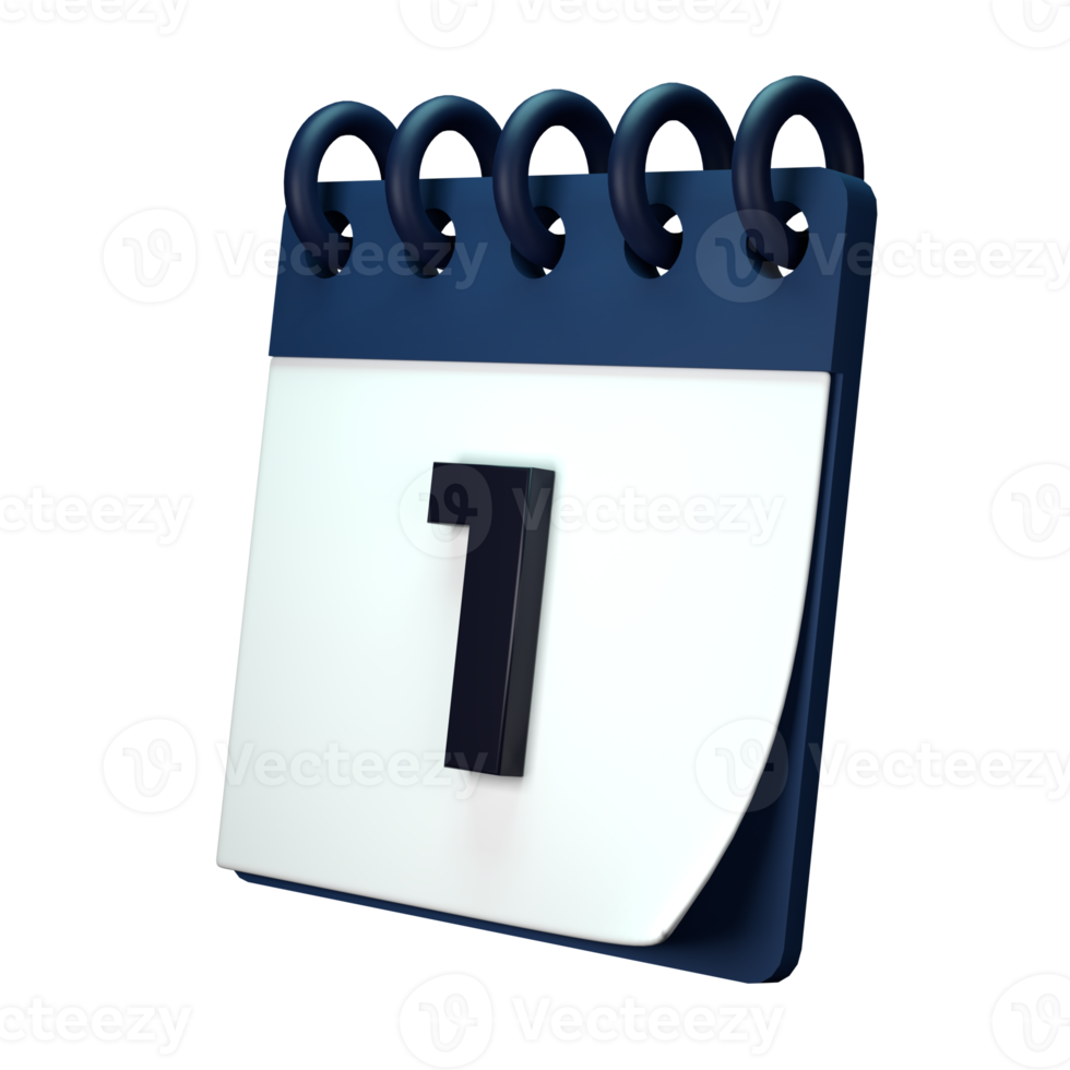 Daily calendar plan icon with number 3D rendering isolated on white background. Ui UX icon design web and app trend png