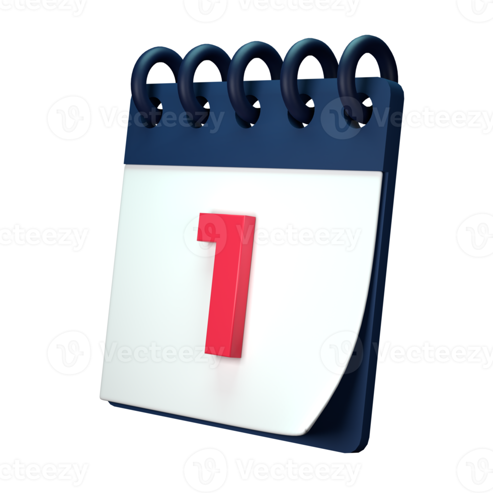 Daily calendar plan icon with number 3D rendering isolated on white background. Ui UX icon design web and app trend png