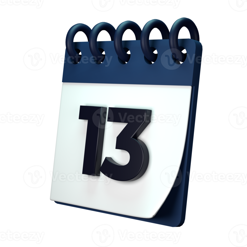 Daily calendar plan icon with number 3D rendering isolated on white background. Ui UX icon design web and app trend png