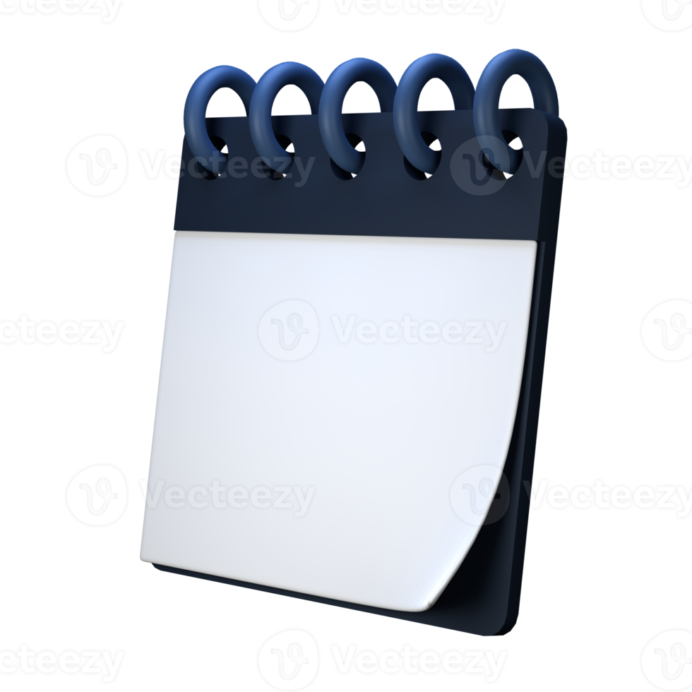 Daily calendar plan icon with number 3D rendering isolated on white background. Ui UX icon design web and app trend png