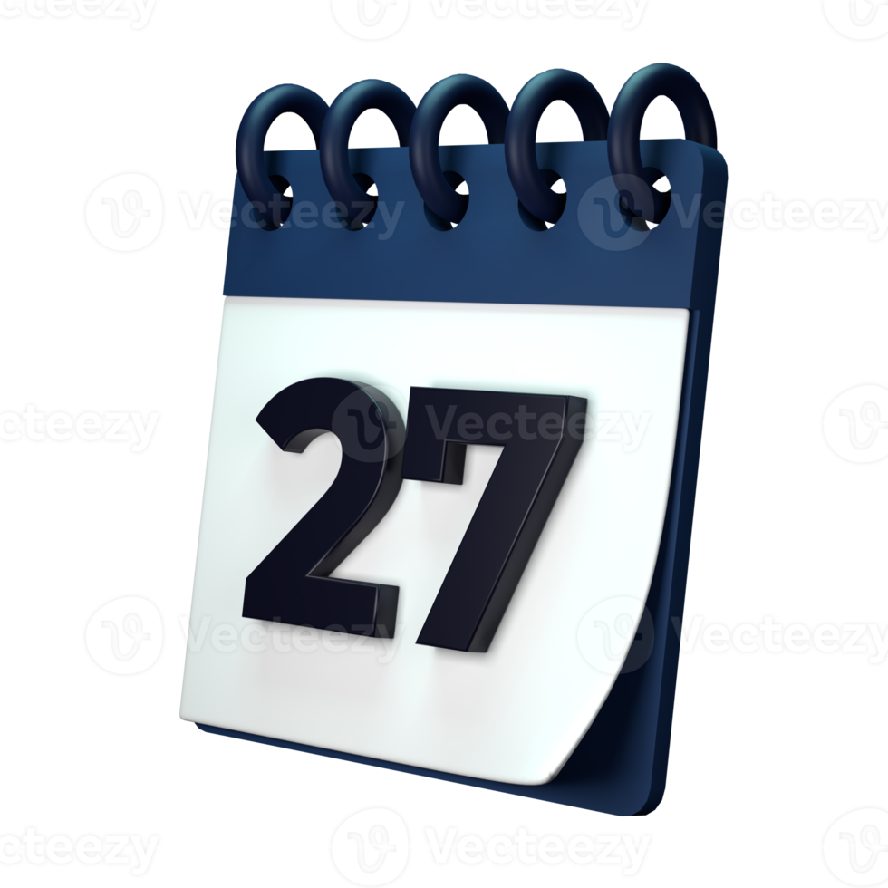 Daily calendar plan icon with number 3D rendering isolated on white background. Ui UX icon design web and app trend png