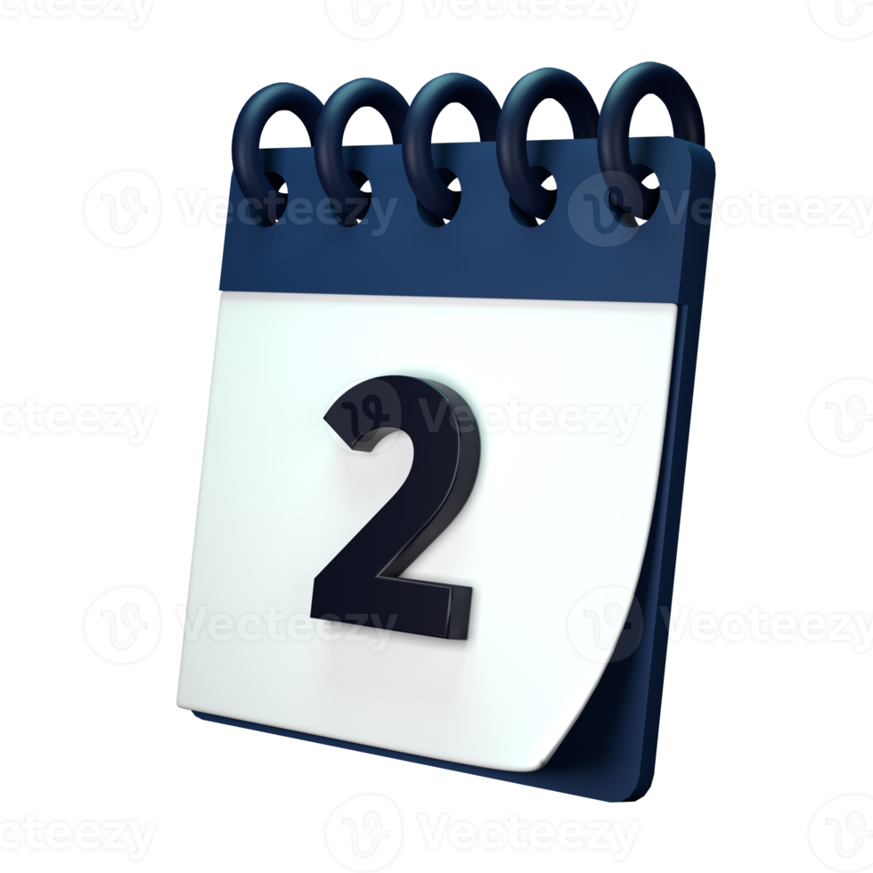 Daily calendar plan icon with number 3D rendering isolated on white background. Ui UX icon design web and app trend png