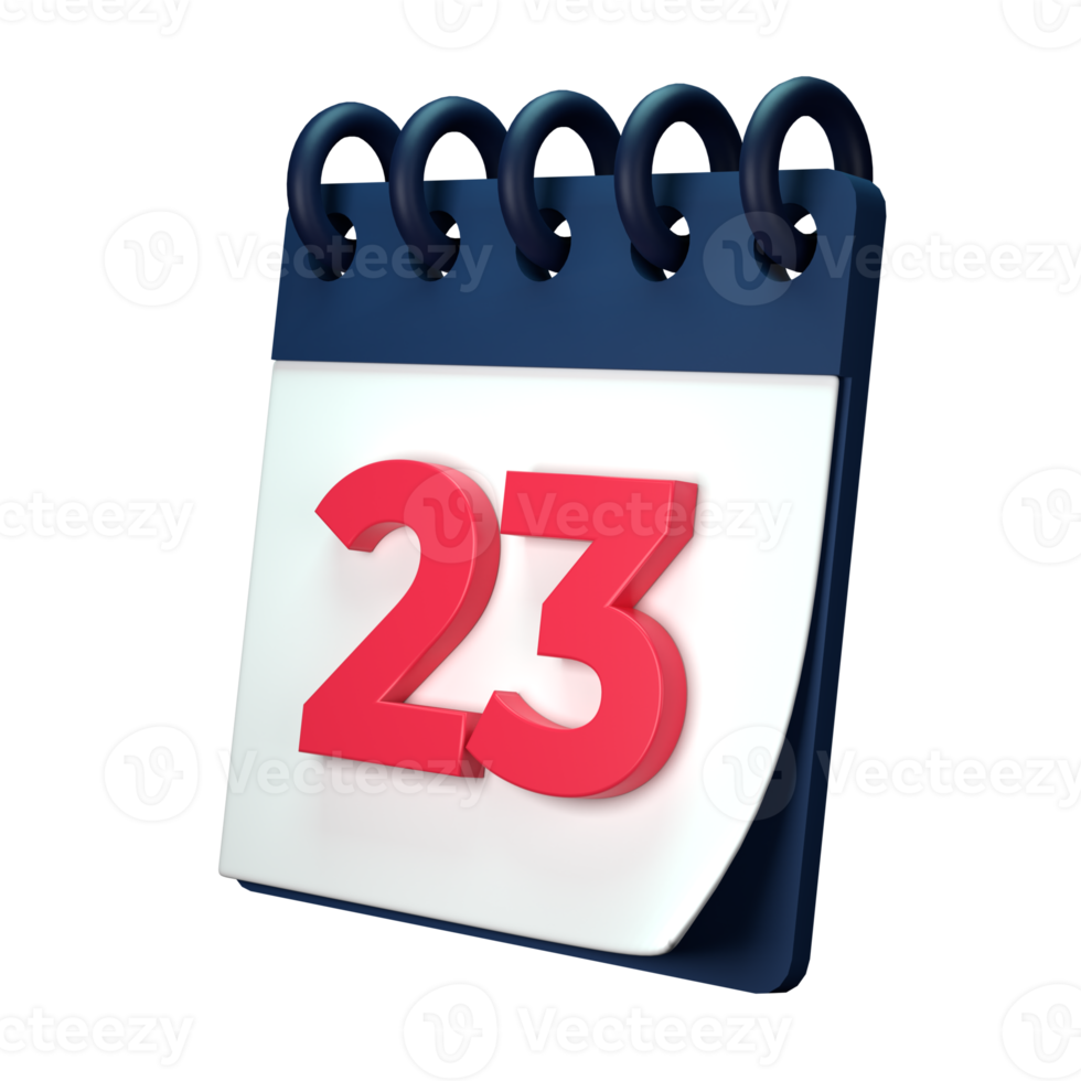 Daily calendar plan icon with number 3D rendering isolated on white background. Ui UX icon design web and app trend png