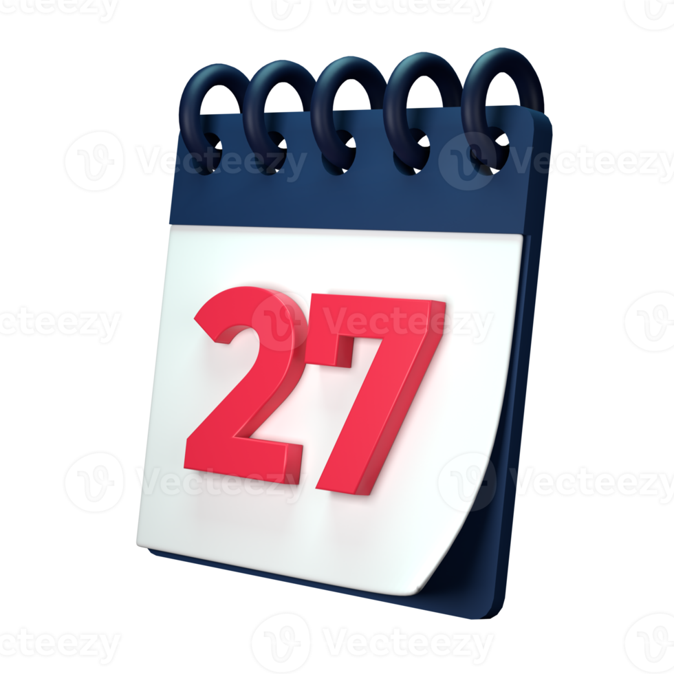 Daily calendar plan icon with number 3D rendering isolated on white background. Ui UX icon design web and app trend png