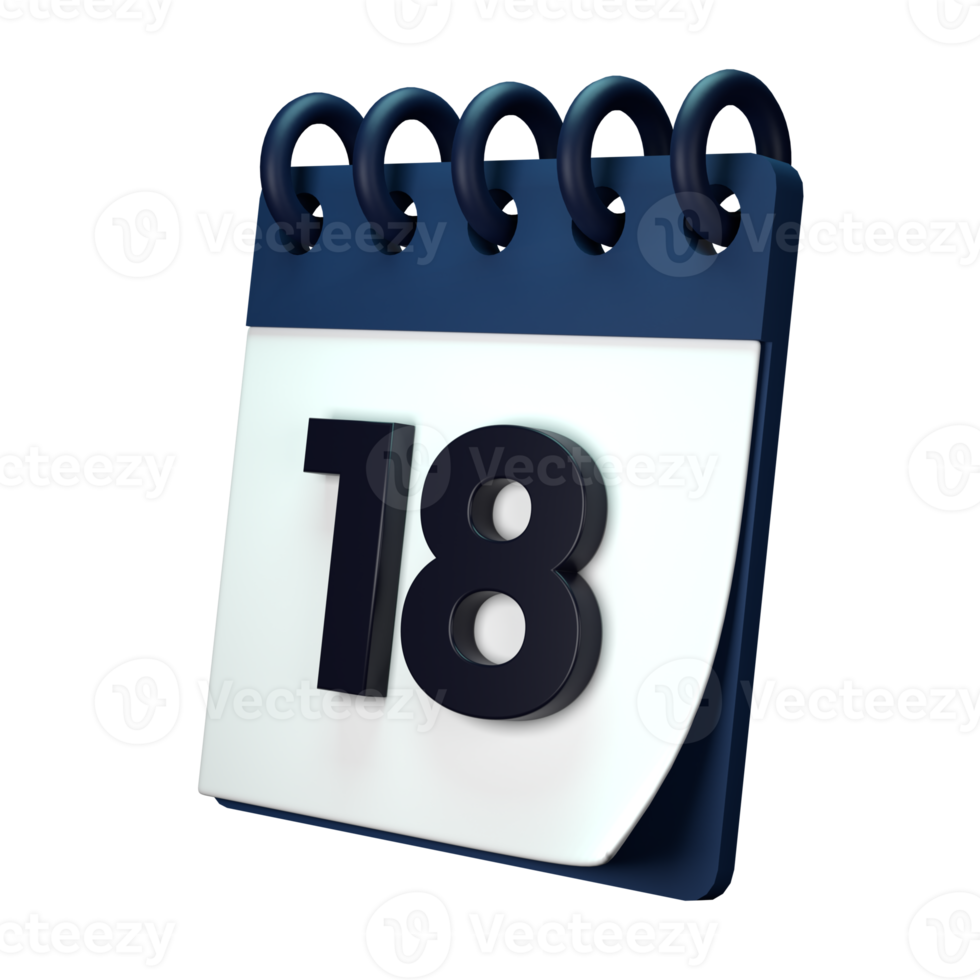 Daily calendar plan icon with number 3D rendering isolated on white background. Ui UX icon design web and app trend png