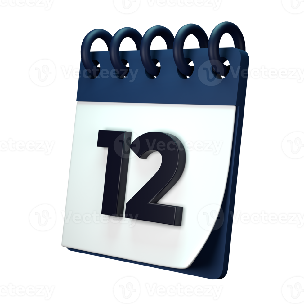 Daily calendar plan icon with number 3D rendering isolated on white background. Ui UX icon design web and app trend png