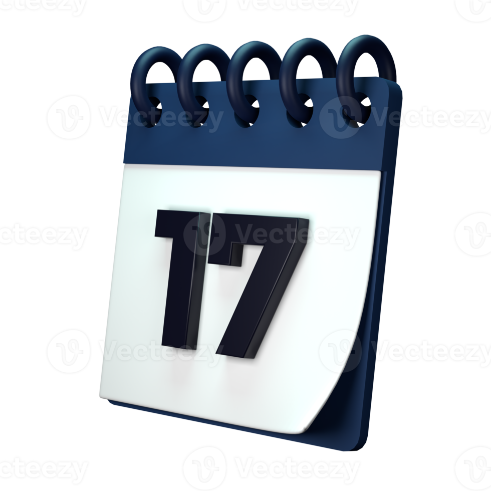 Daily calendar plan icon with number 3D rendering isolated on white background. Ui UX icon design web and app trend png