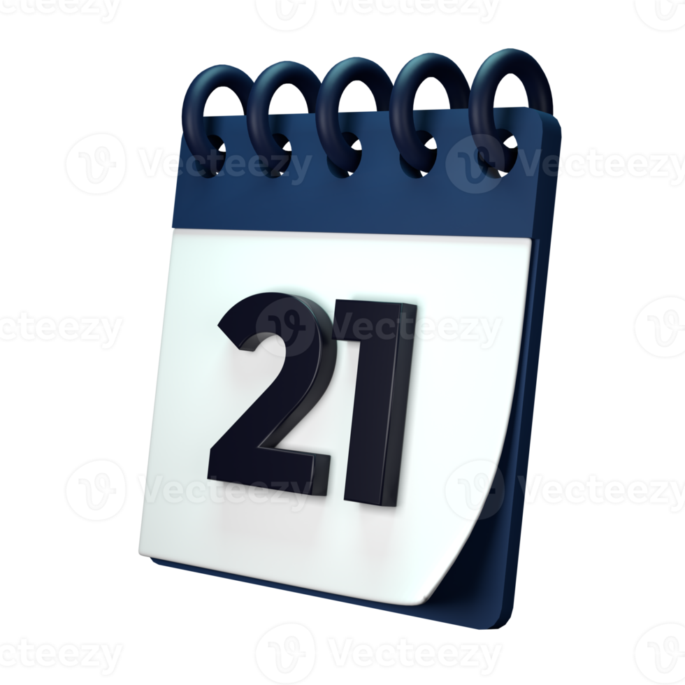 Daily calendar plan icon with number 3D rendering isolated on white background. Ui UX icon design web and app trend png