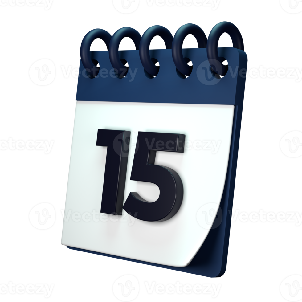 Daily calendar plan icon with number 3D rendering isolated on white background. Ui UX icon design web and app trend png