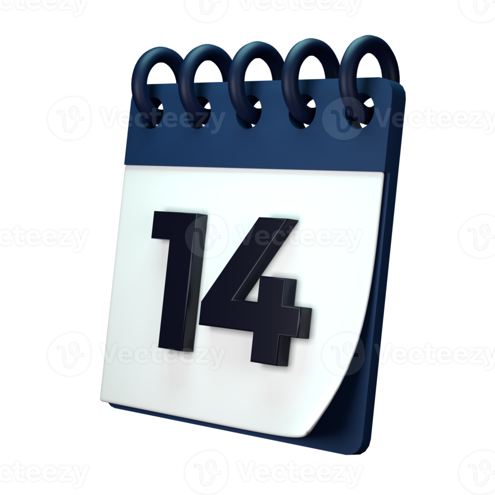 Daily calendar plan icon with number 3D rendering isolated on white background. Ui UX icon design web and app trend png