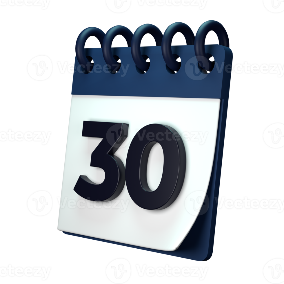 Daily calendar plan icon with number 3D rendering isolated on white background. Ui UX icon design web and app trend png