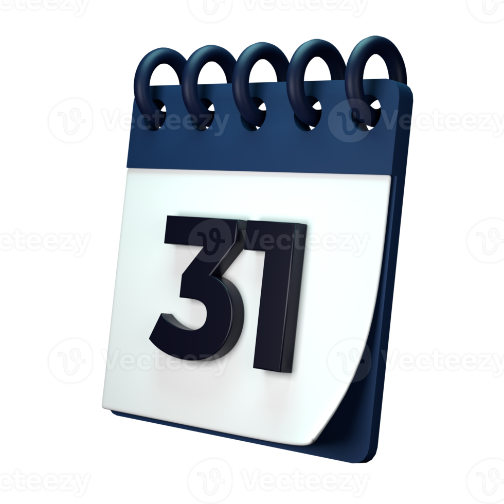 Daily calendar plan icon with number 3D rendering isolated on white background. Ui UX icon design web and app trend png