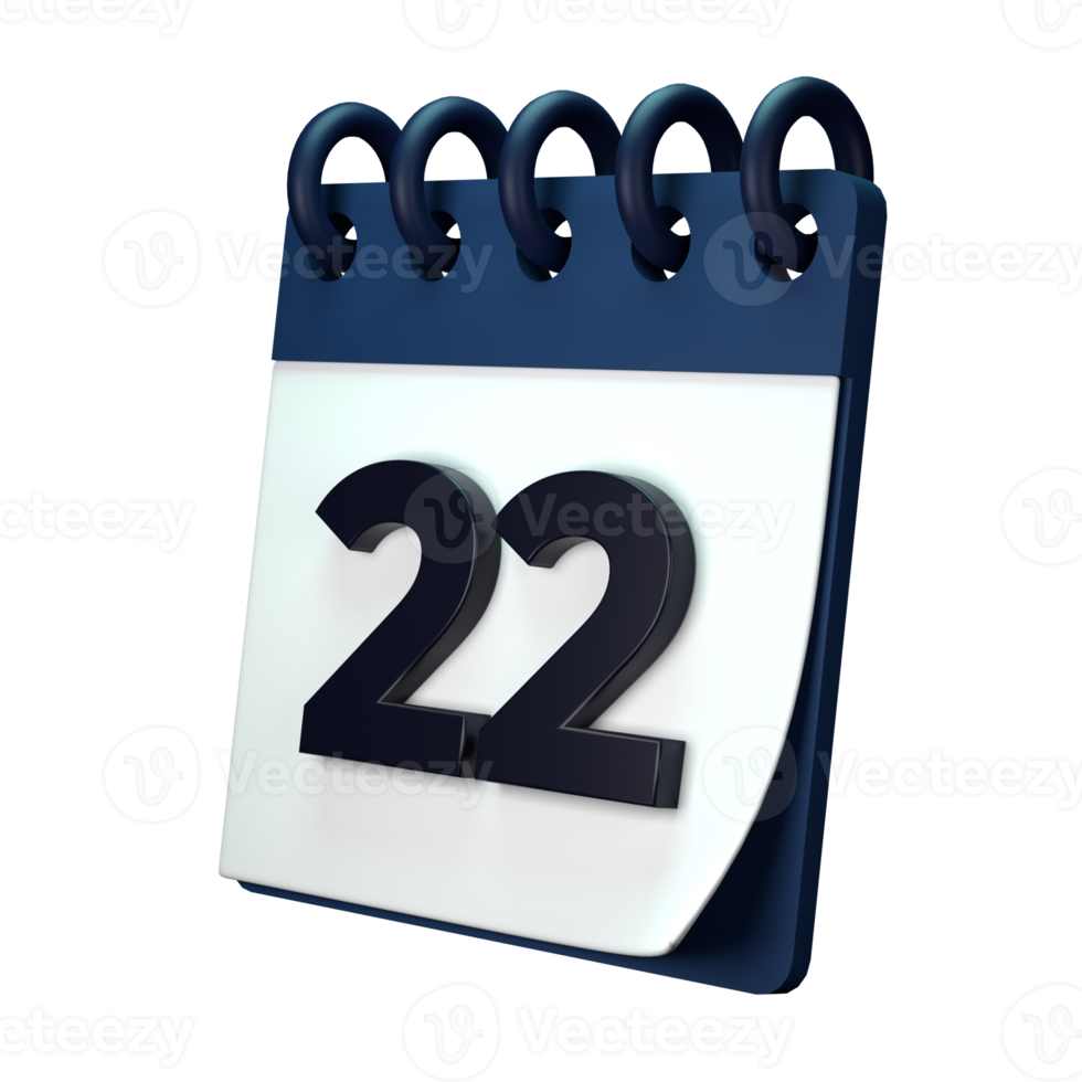 Daily calendar plan icon with number 3D rendering isolated on white background. Ui UX icon design web and app trend png