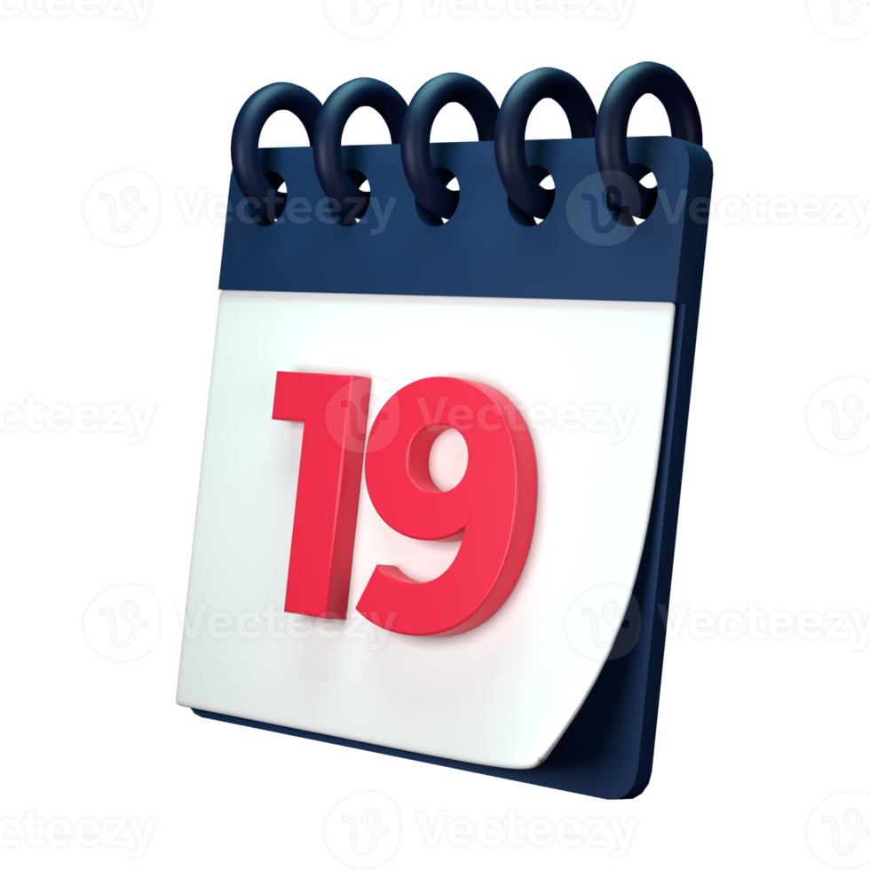 Daily calendar plan icon with number 3D rendering isolated on white background. Ui UX icon design web and app trend png