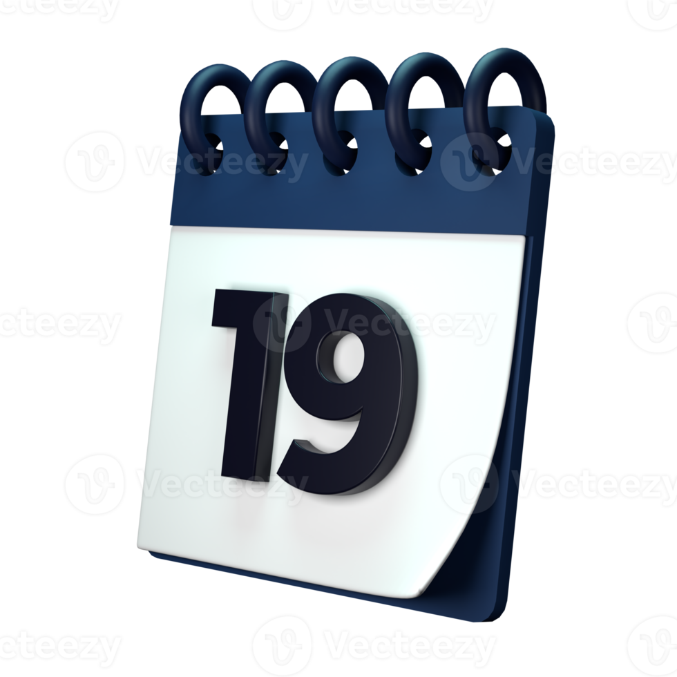 Daily calendar plan icon with number 3D rendering isolated on white background. Ui UX icon design web and app trend png