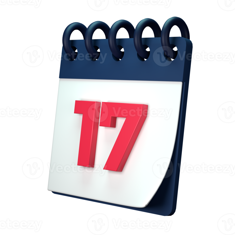Daily calendar plan icon with number 3D rendering isolated on white background. Ui UX icon design web and app trend png