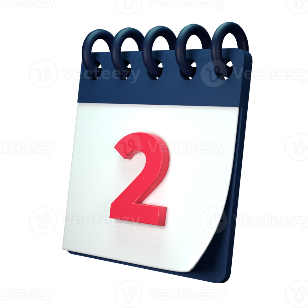 Daily calendar plan icon with number 3D rendering isolated on white background. Ui UX icon design web and app trend png
