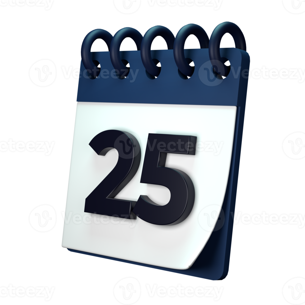 Daily calendar plan icon with number 3D rendering isolated on white background. Ui UX icon design web and app trend png