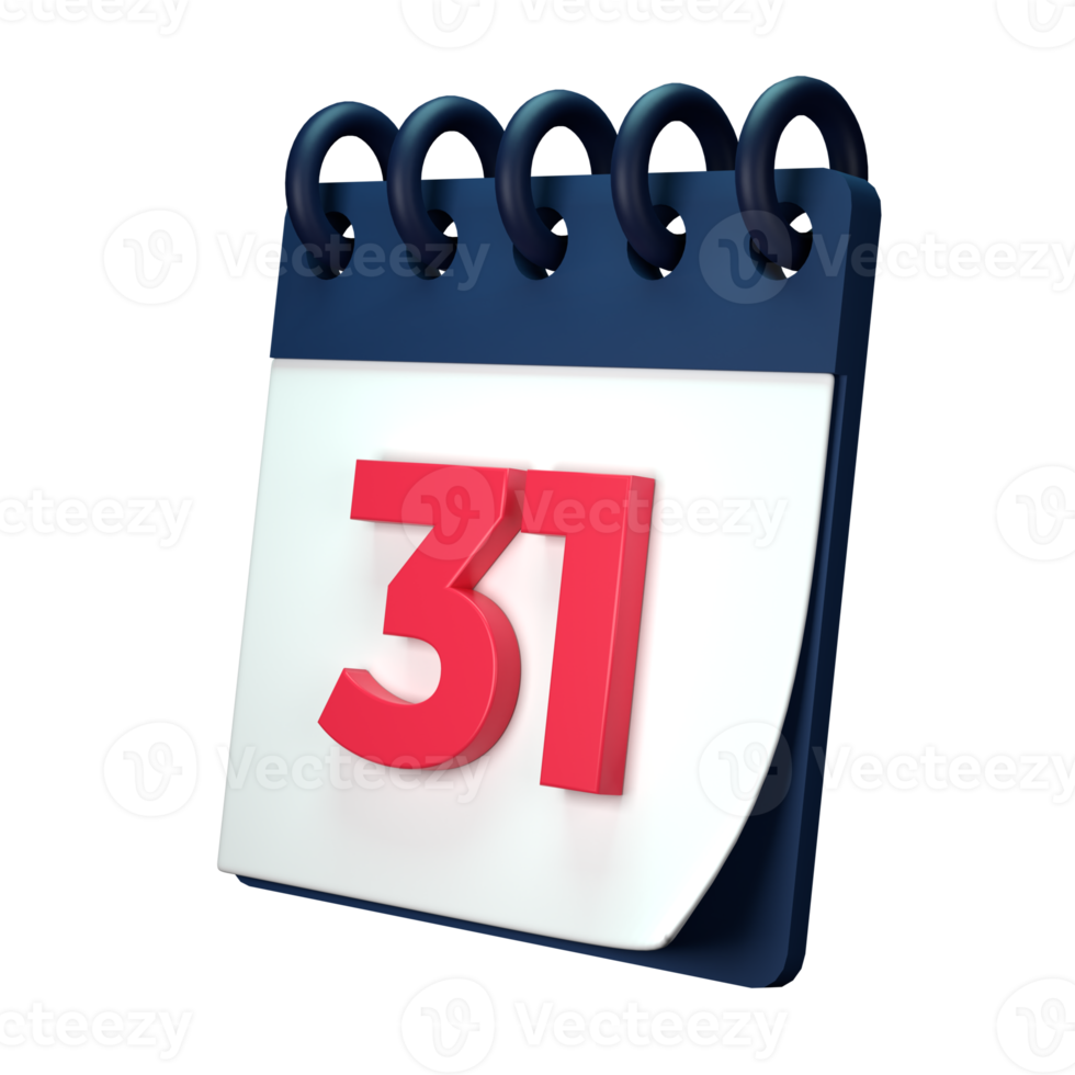 Daily calendar plan icon with number 3D rendering isolated on white background. Ui UX icon design web and app trend png