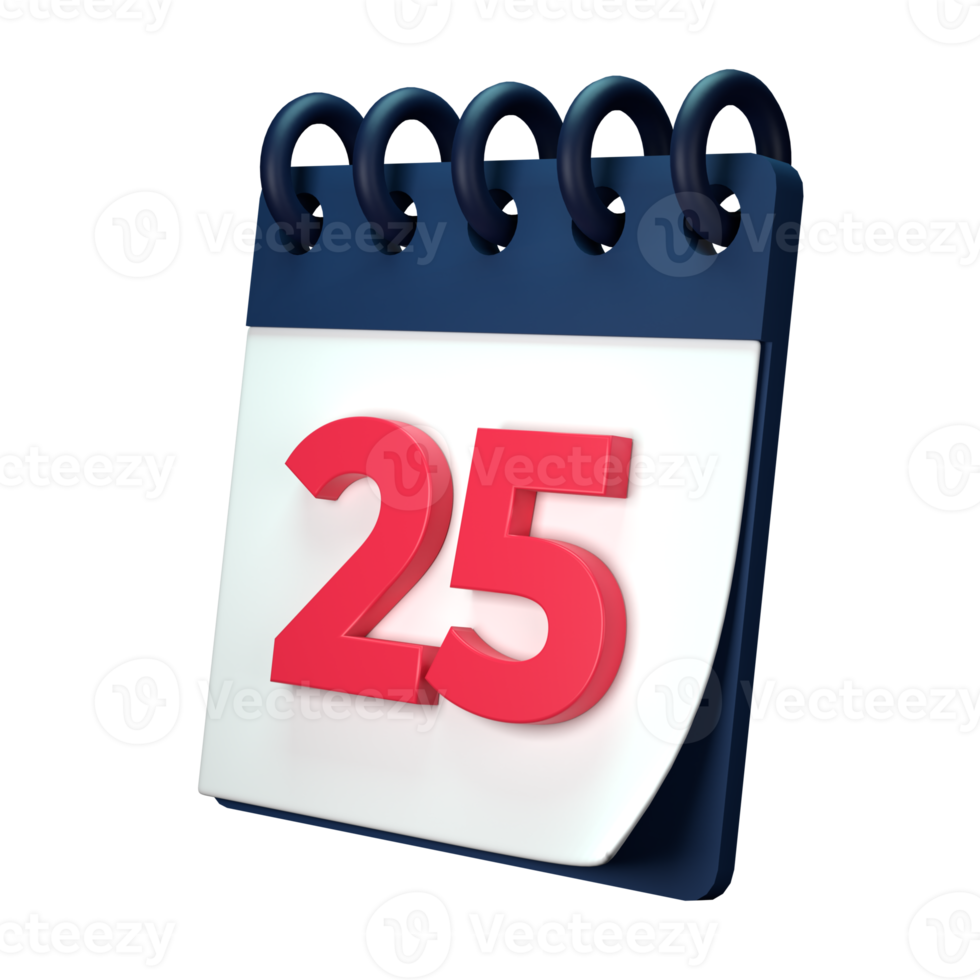 Daily calendar plan icon with number 3D rendering isolated on white background. Ui UX icon design web and app trend png