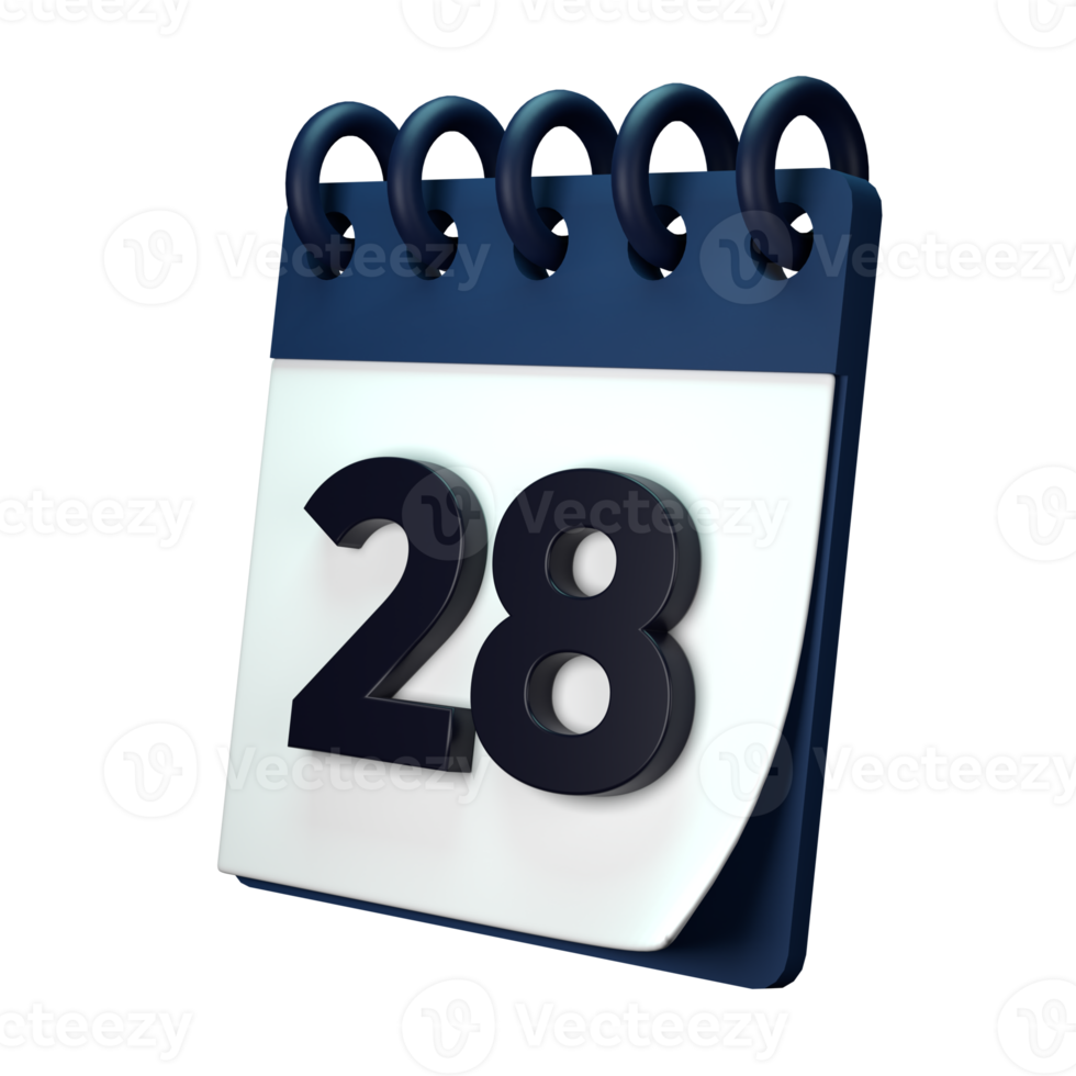 Daily calendar plan icon with number 3D rendering isolated on white background. Ui UX icon design web and app trend png