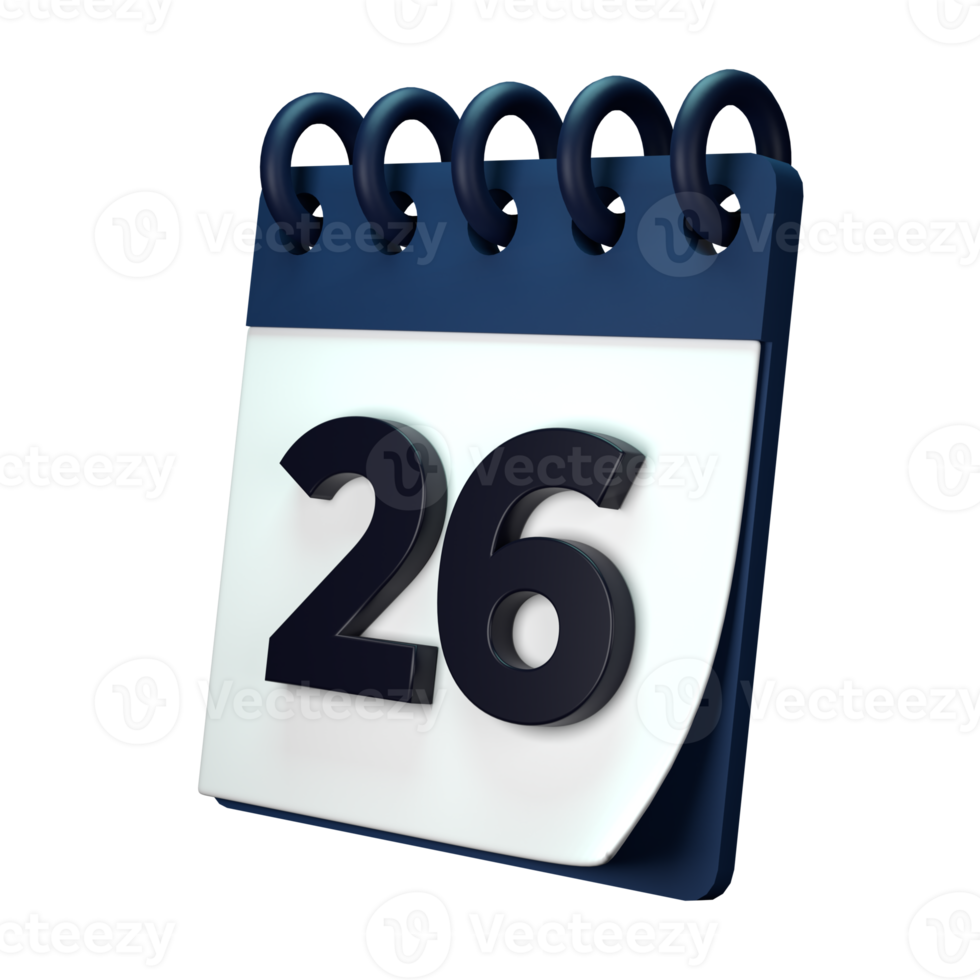 Daily calendar plan icon with number 3D rendering isolated on white background. Ui UX icon design web and app trend png