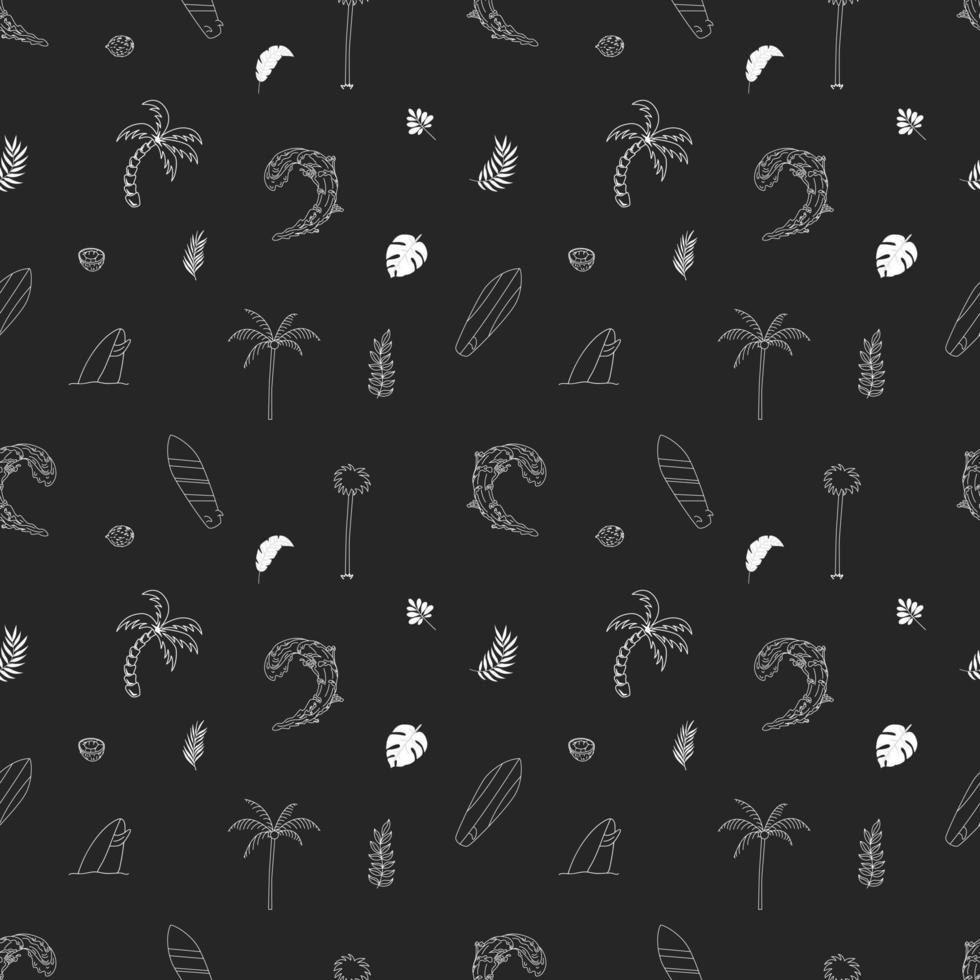 Seamless Pattern With Hand Drawn Elements With A Surf Theme. vector