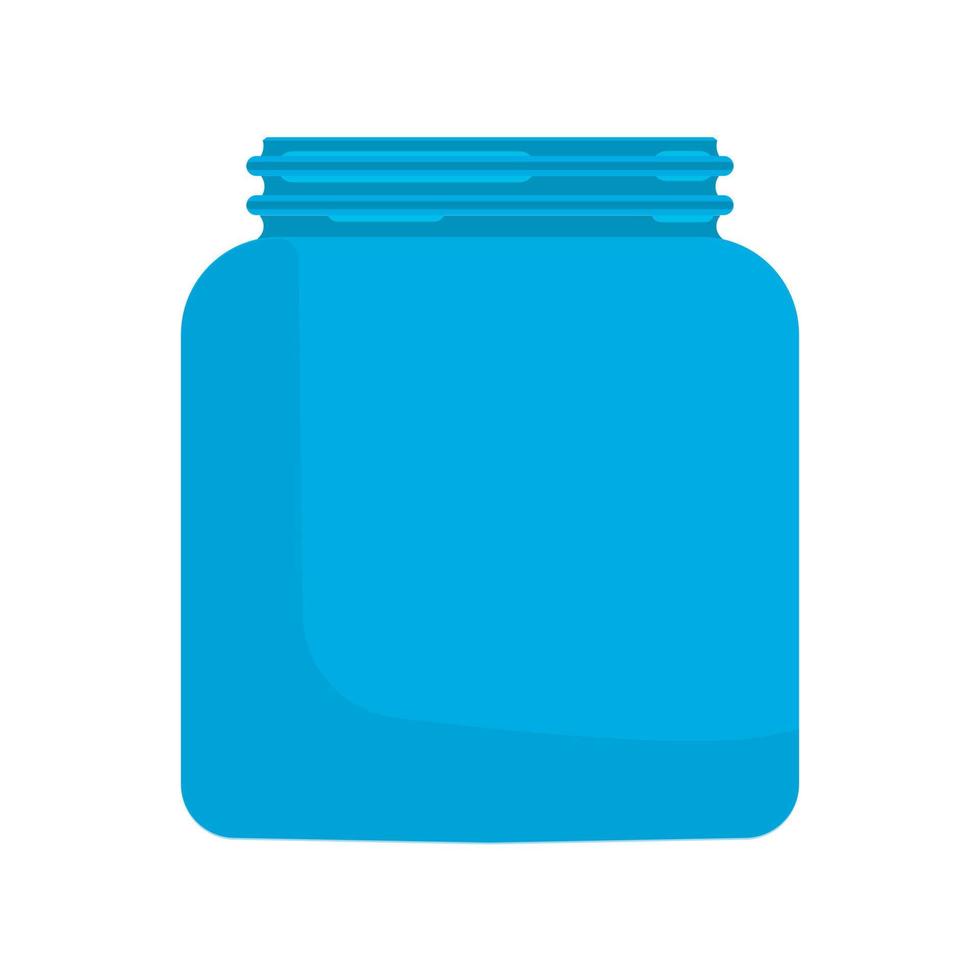 Jar glass concept flat liquid empty bottle vector icon. Jam food transparent blue container kitchen. Honey pot cap