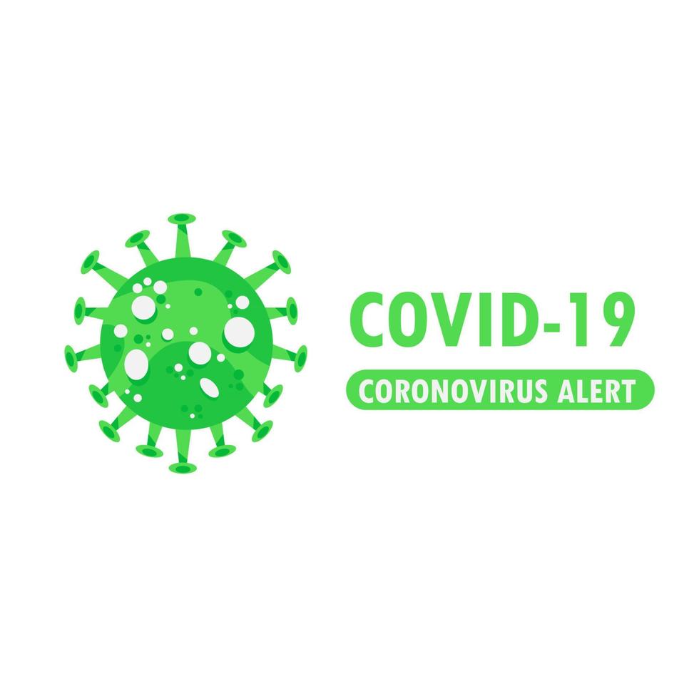 coronavirus logo covid-19 aislado en blanco. verde médico epidemia virus símbolo. coronavirus cuarentena vector ilustración concepto