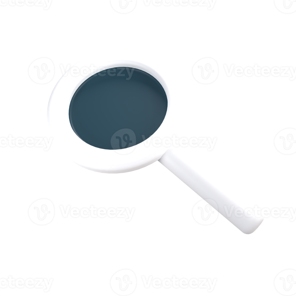 Magnifying Glass Icon 3D rendering isolated on transparent background. Ui UX icon design web and app trend png