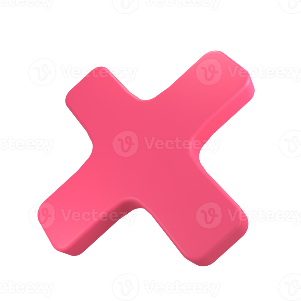 Wrong Icon 3D rendering isolated on transparent background. Ui UX icon design web and app trend png