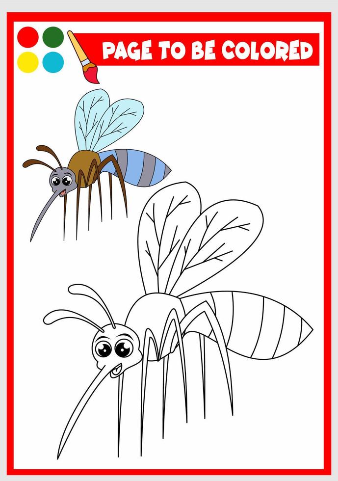 coloring book for kids. mosquito vector