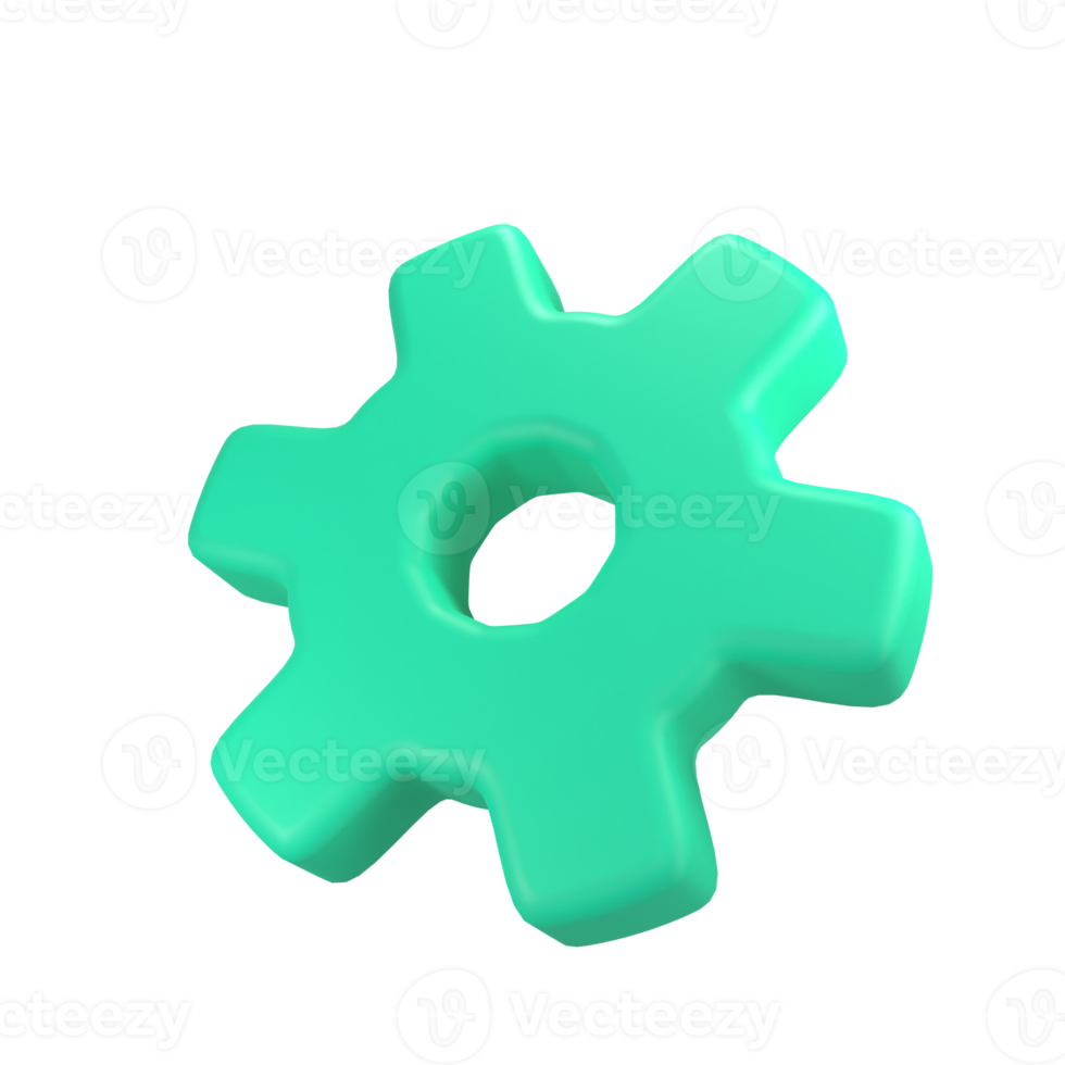 Gear Icon 3D rendering isolated on transparent background. Ui UX icon design web and app trend png