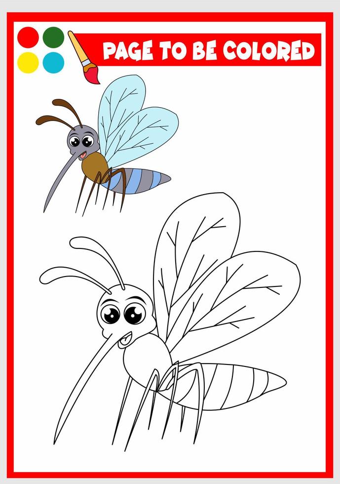 coloring book for kids. mosquito vector