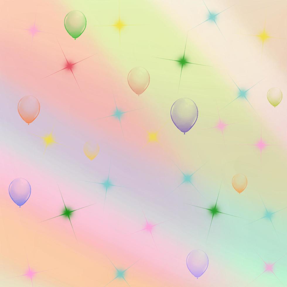pastel background with balloons and stars vector