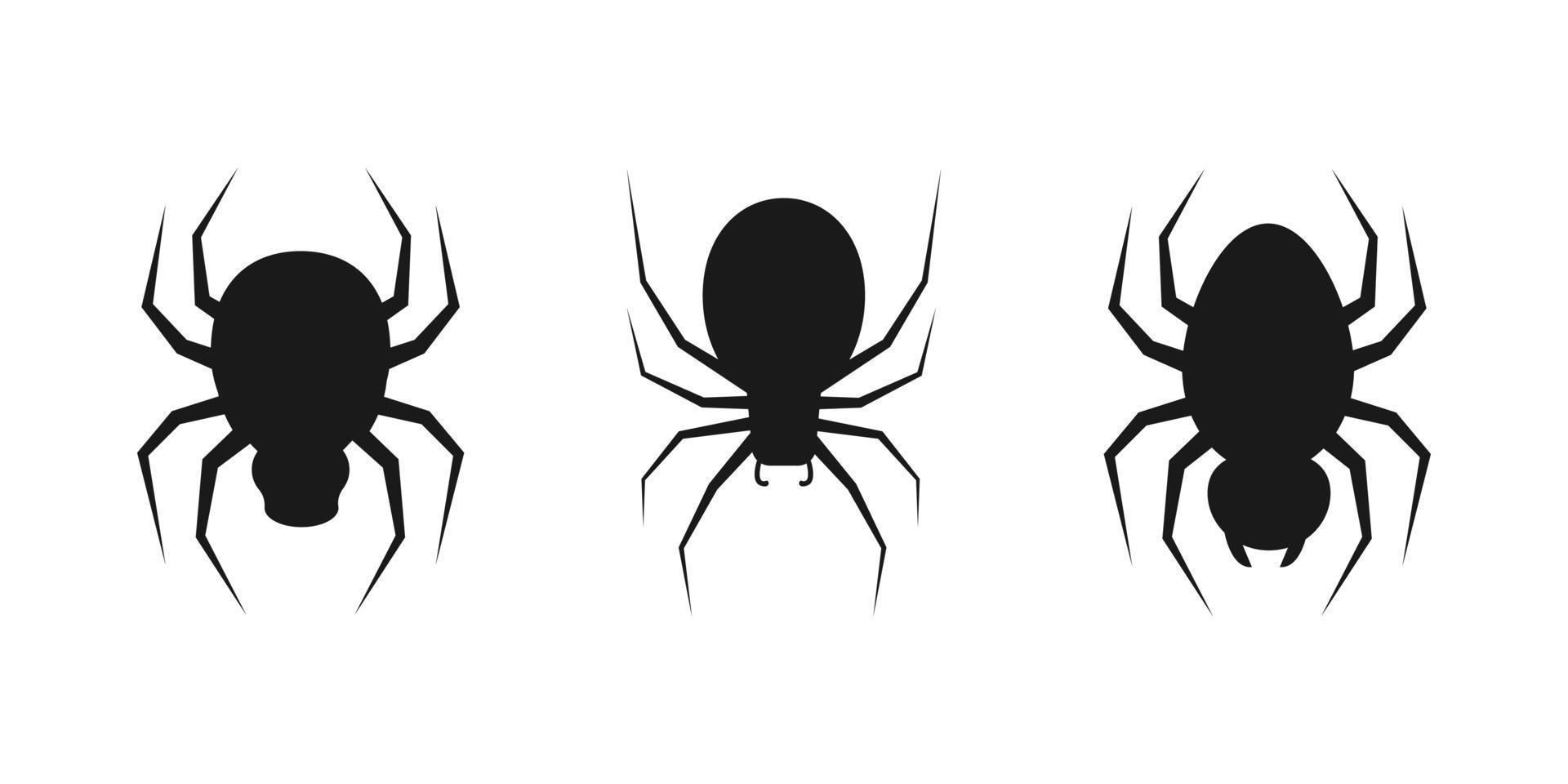 Spiders black silhouette set of illustrations vector