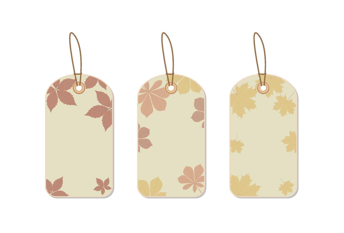 Autumn Sale Tags with Leaves template set vector