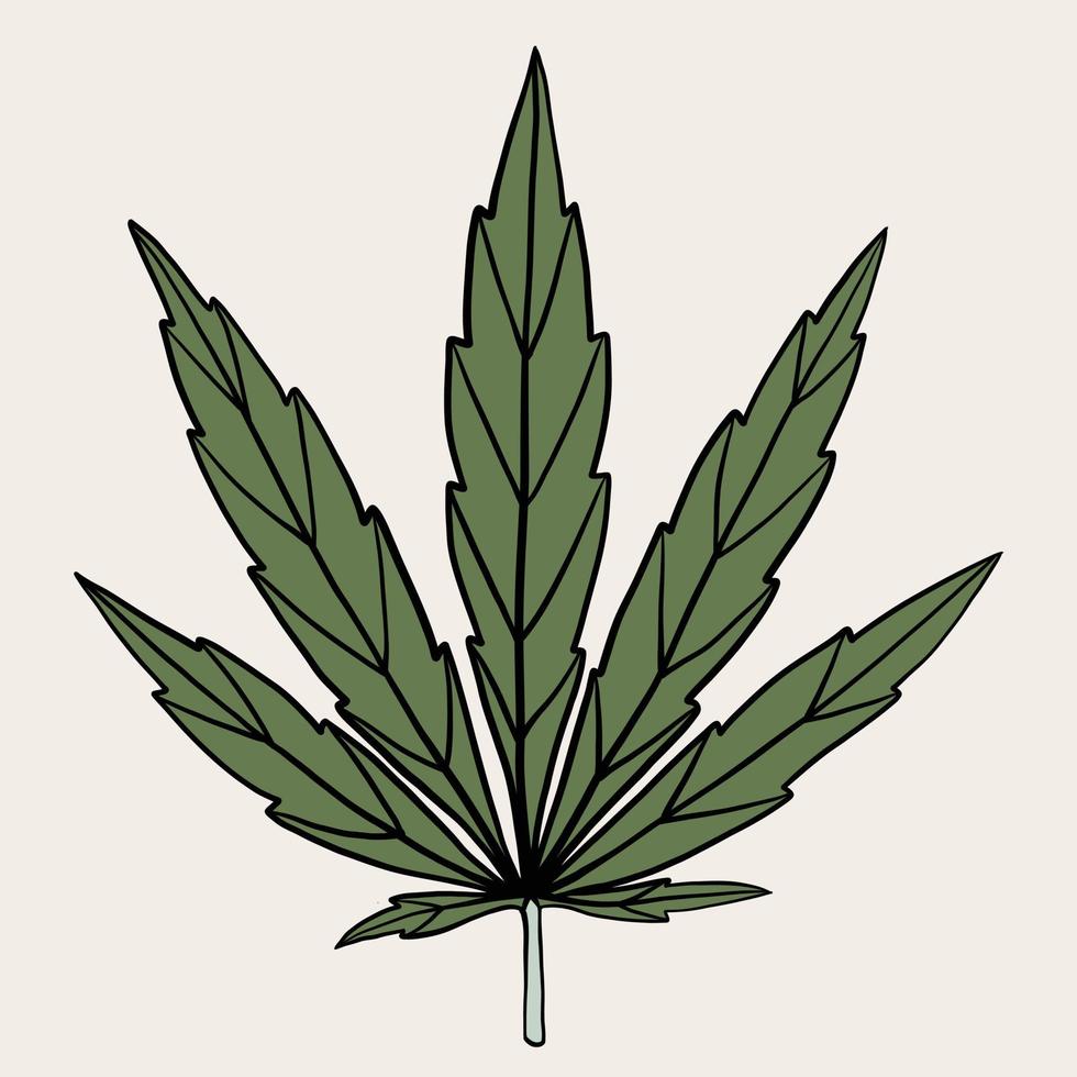 dibujo a mano alzada de hoja de cannabis simple. vector