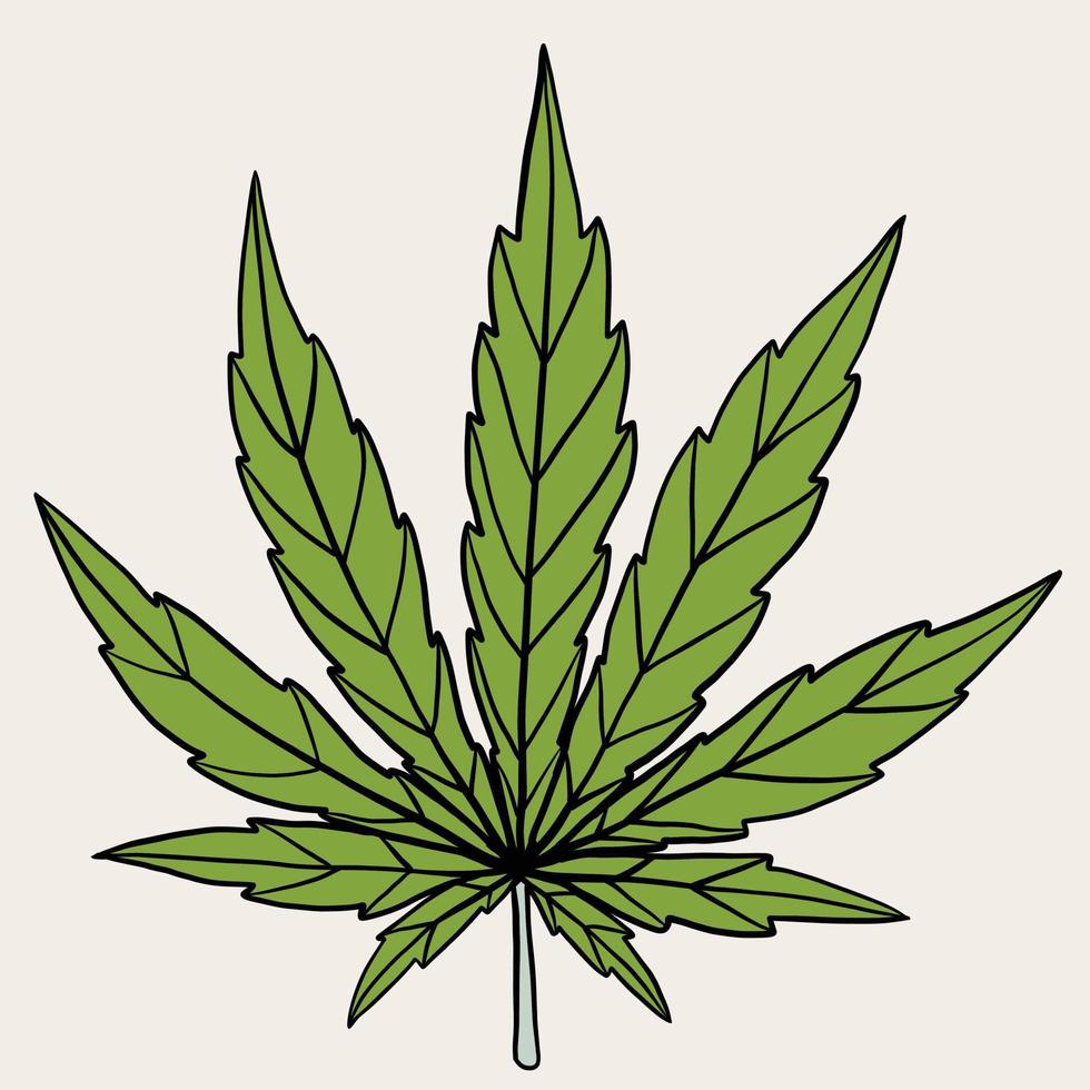 dibujo a mano alzada de hoja de cannabis simple. vector