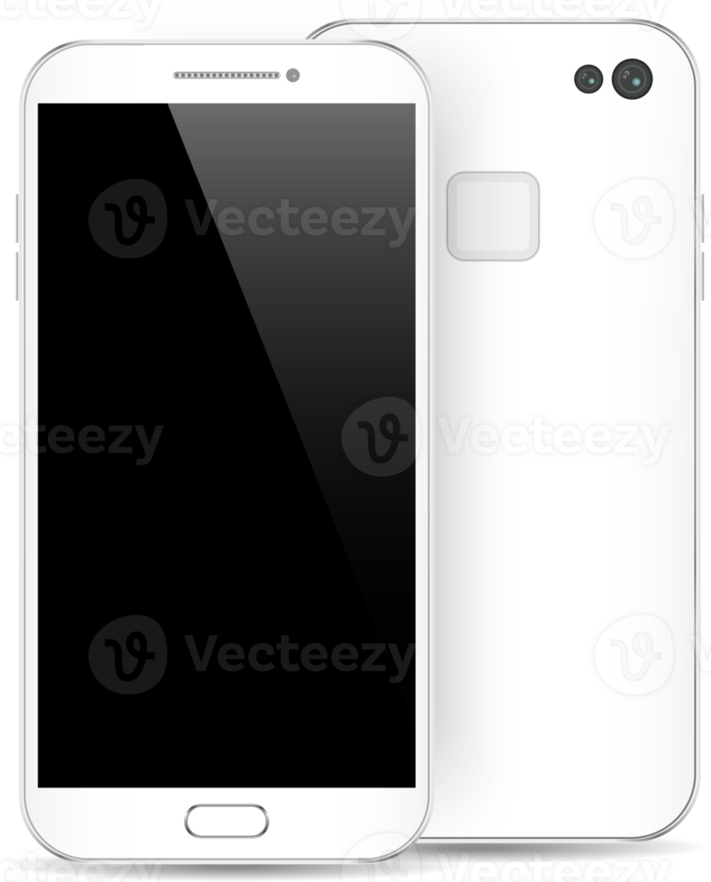 Modern  smartphone isolated. Front and back of smartphone. Cell phone mockup back view. png