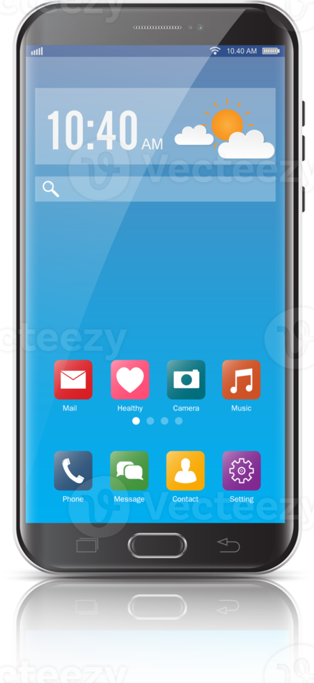 New realistic mobile smart phone modern style. Smartphone with UI icons. png