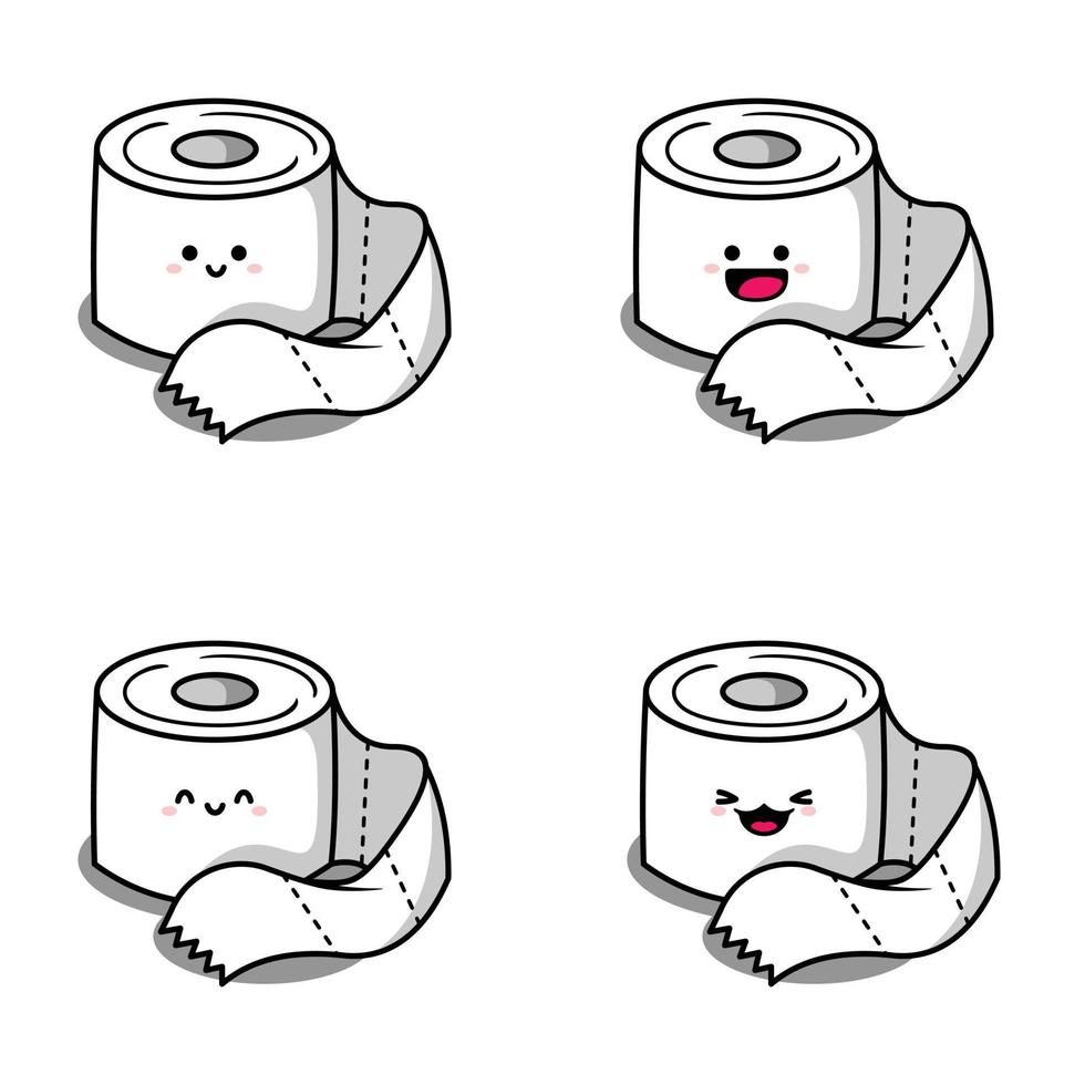 vector illustration of cute toilet paper emoji