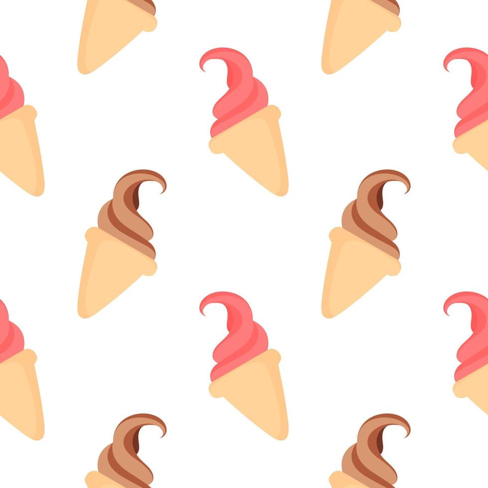 seamless pattern of chocolate and strawberry flavored ice cream vector