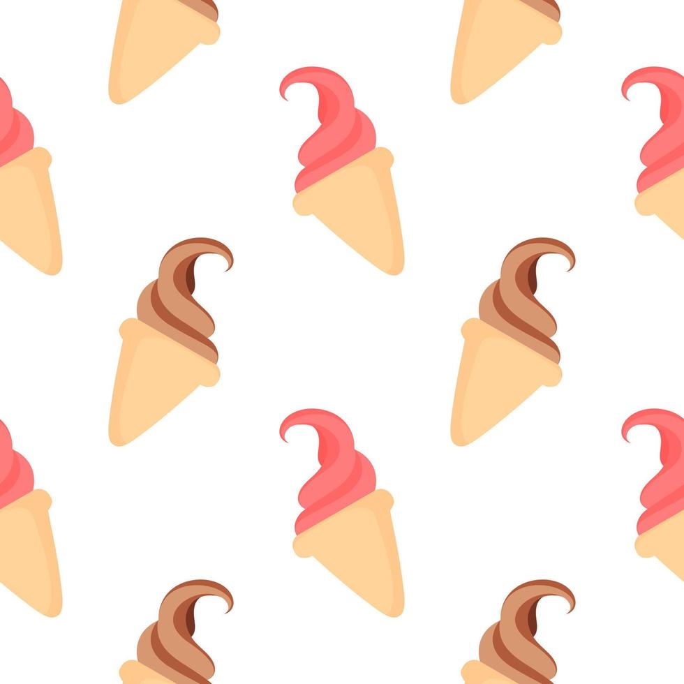 seamless pattern of chocolate and strawberry flavored ice cream vector