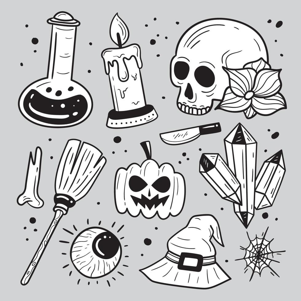 Goth Aesthetic Sticker Set vector