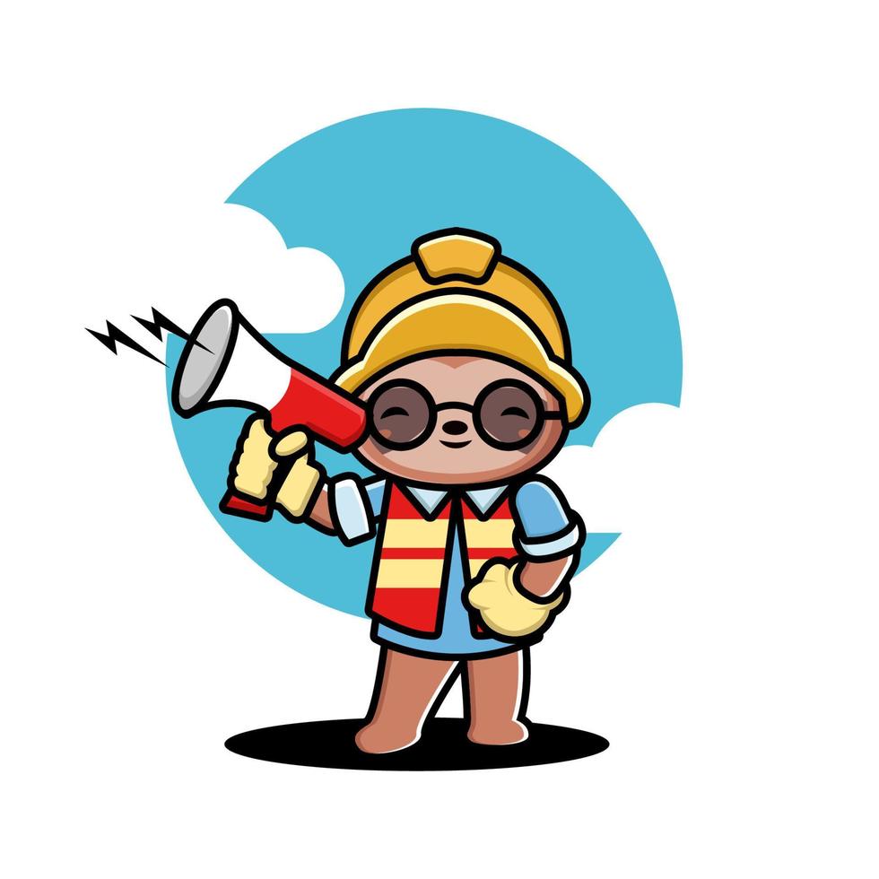 Cute sloth construction worker cartoon vector