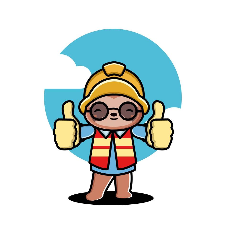 Cute sloth construction worker cartoon vector