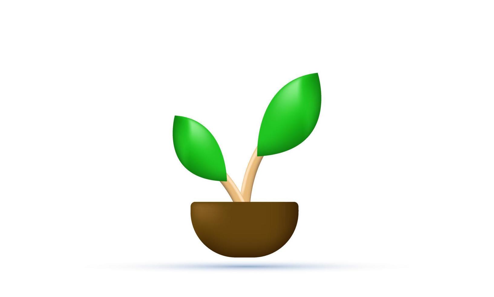 unique realistic plant icon vector nature 3d design isolated on