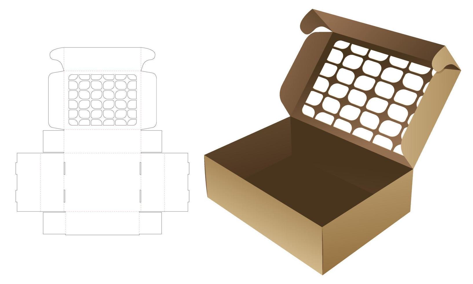 dar la vuelta caja con geométrico modelo ventana morir cortar modelo y 3d Bosquejo vector